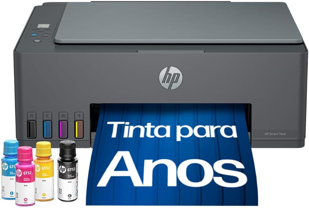 Impressora Multifuncional HP Smart Tank 589 Tanque de Tinta Colorida Wi-Fi, USB