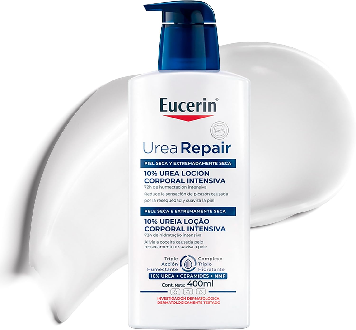 EUCERIN Loção Hidratante Corporal Urea Repair Plus 400ml, Hidratação Intensiva, Ureia, Pel