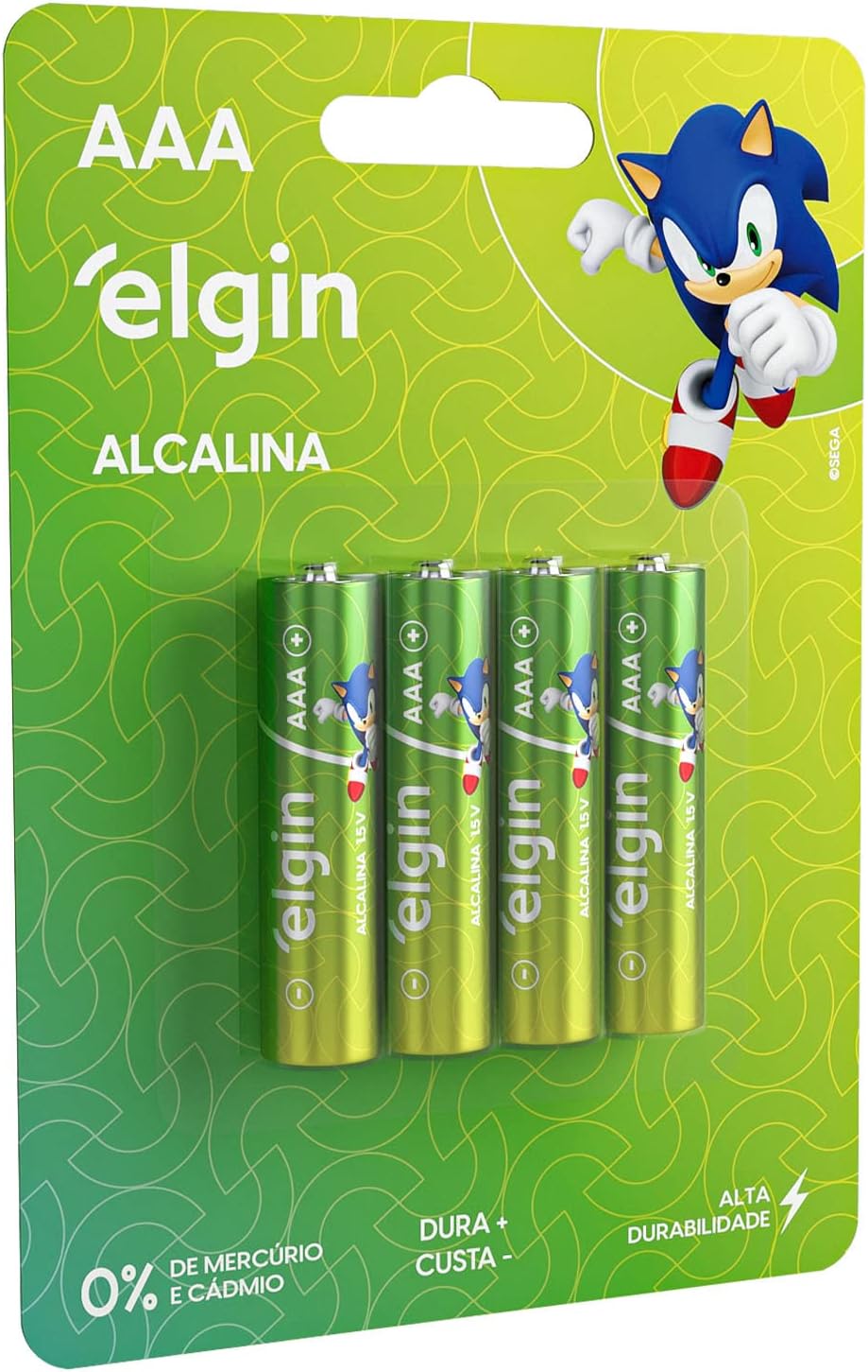 🔥 Pilha Alcalina, Elgin, Palito AAA, Blister com 4