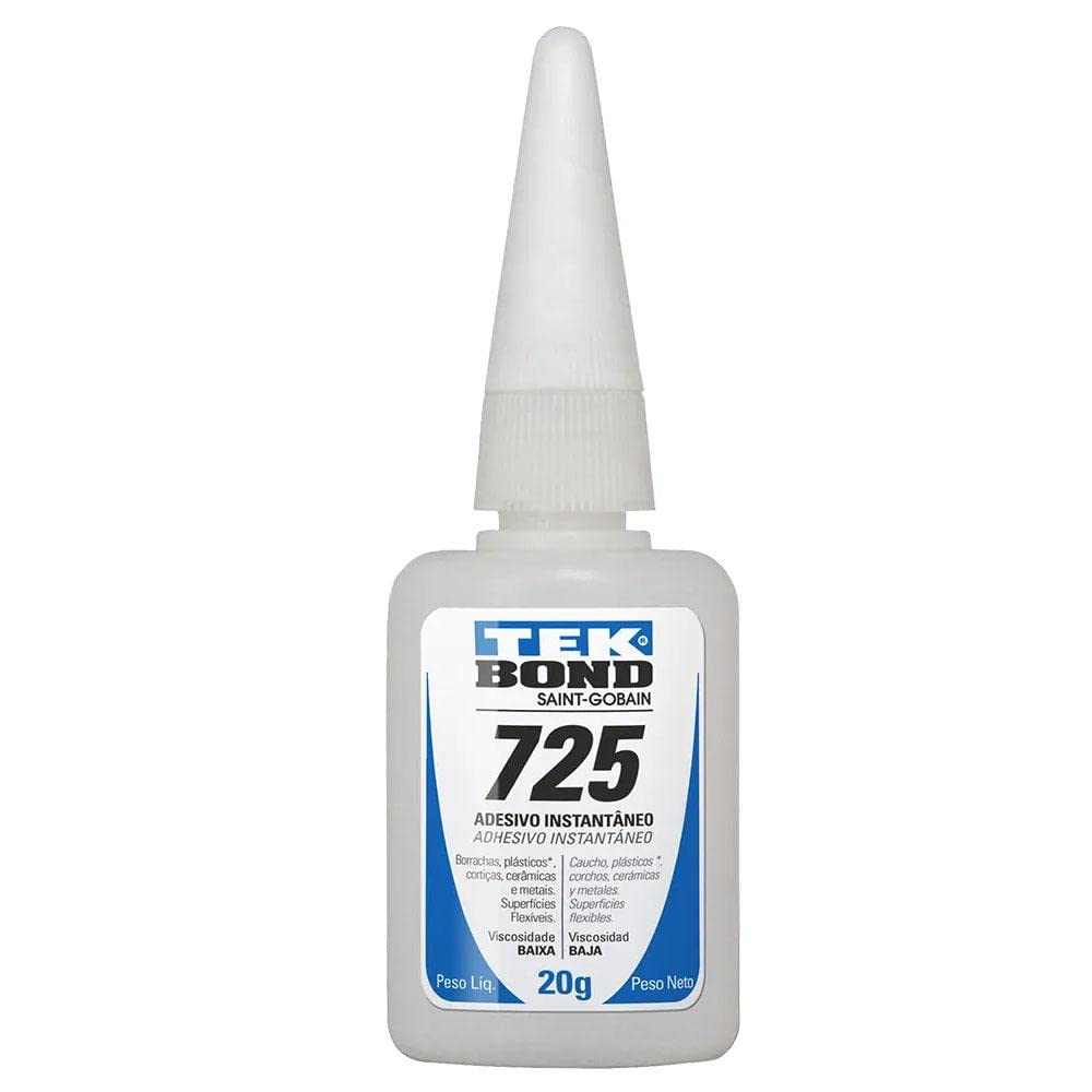 - Adesivo Instantaneo TekBond 725 20g A Bico Antientupimento - Blister c/1 unidade