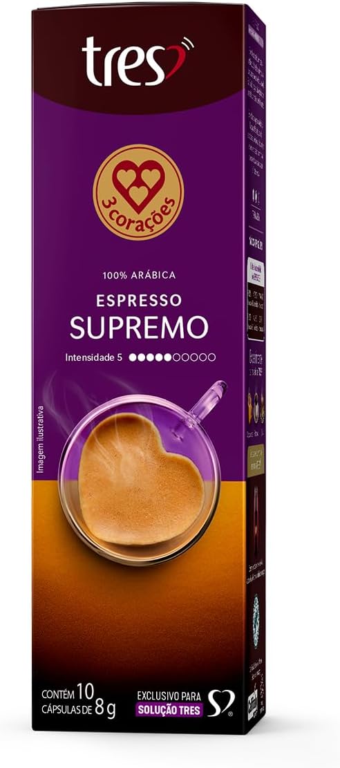3 Corações Cápsula de Café Espresso Supremo TRES - 10 unidades
