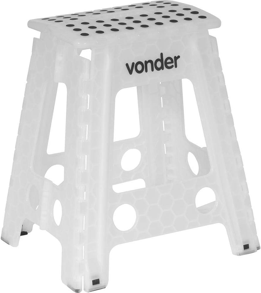 Banqueta Plástica Dobrável, Branca, Altura 450 Mm, Vonder