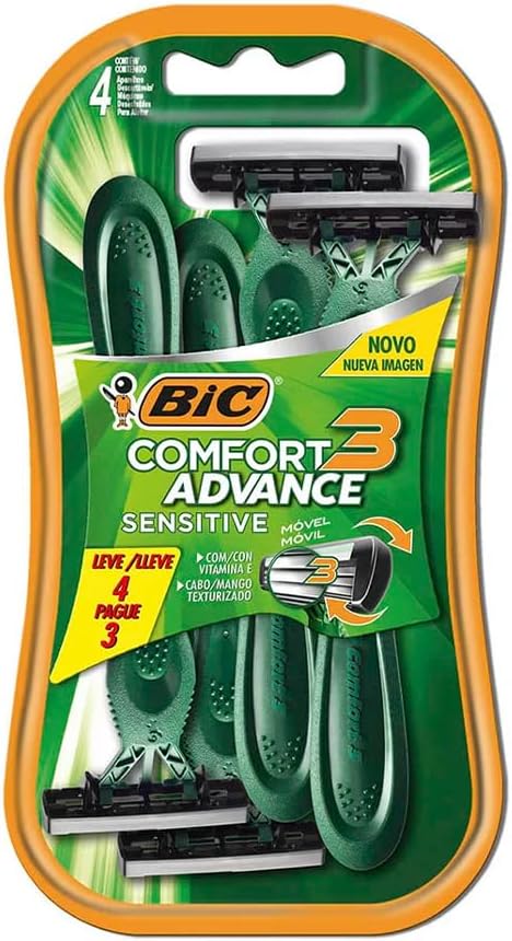 BIC Aparelho De Barbear Comfort 3 Advance Pele Sensível Verde C/ Fita Lubrificante