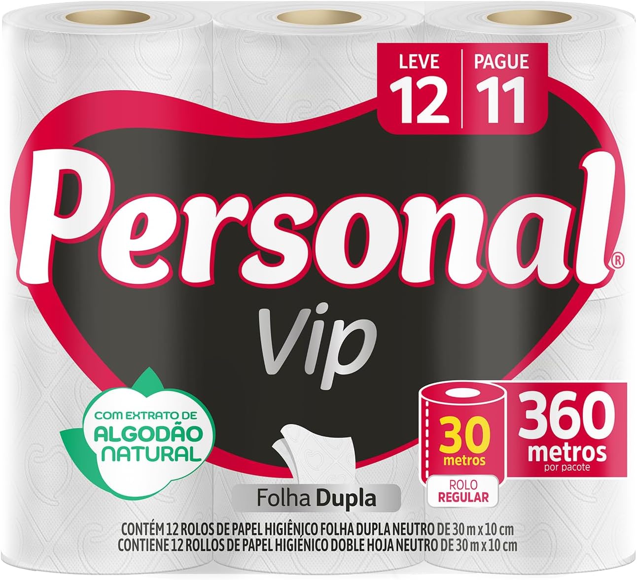 Personal VIP - Papel Higiênico, Folha Dupla, 12 unidades