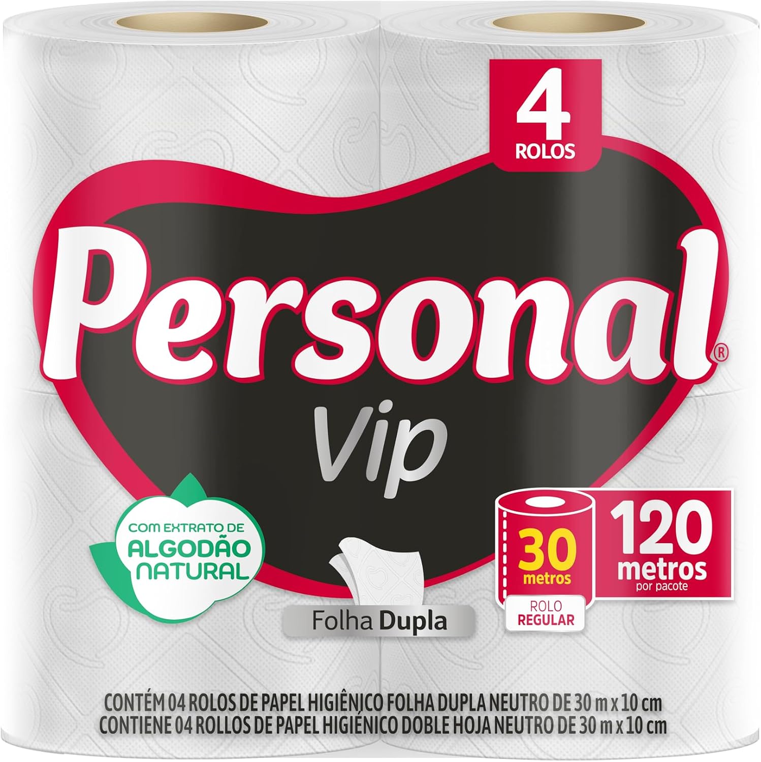 Personal Papel Higiênico Vip Folha Dupla 4 Unidades Branco (Embalagem Pode Variar)