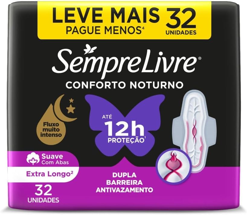 Absorvente Sempre Livre Externo Noturno Plus Suave 32 unidades