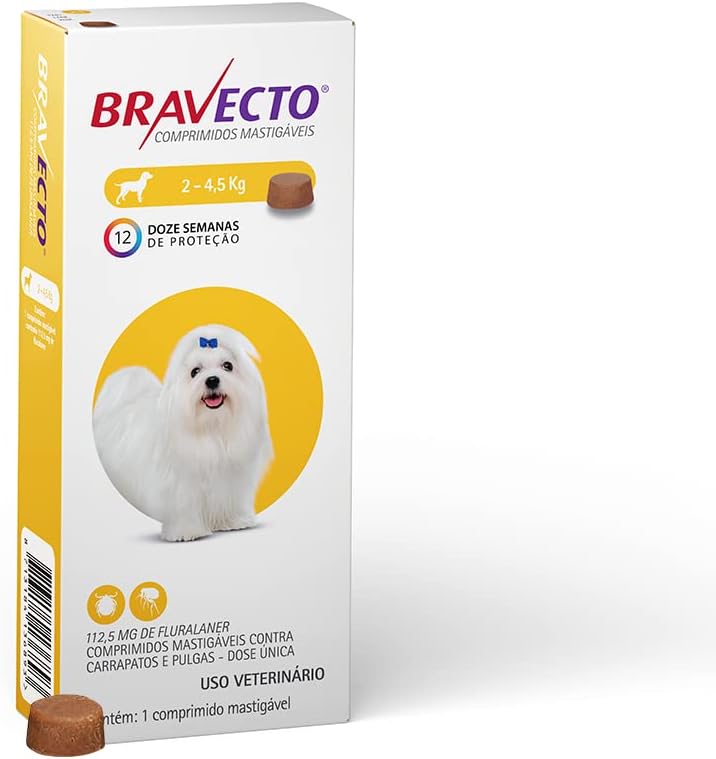 Bravecto Cães Antipulgas e Carrapatos 1 Comprimido Mastigável MSD Saúde Animal