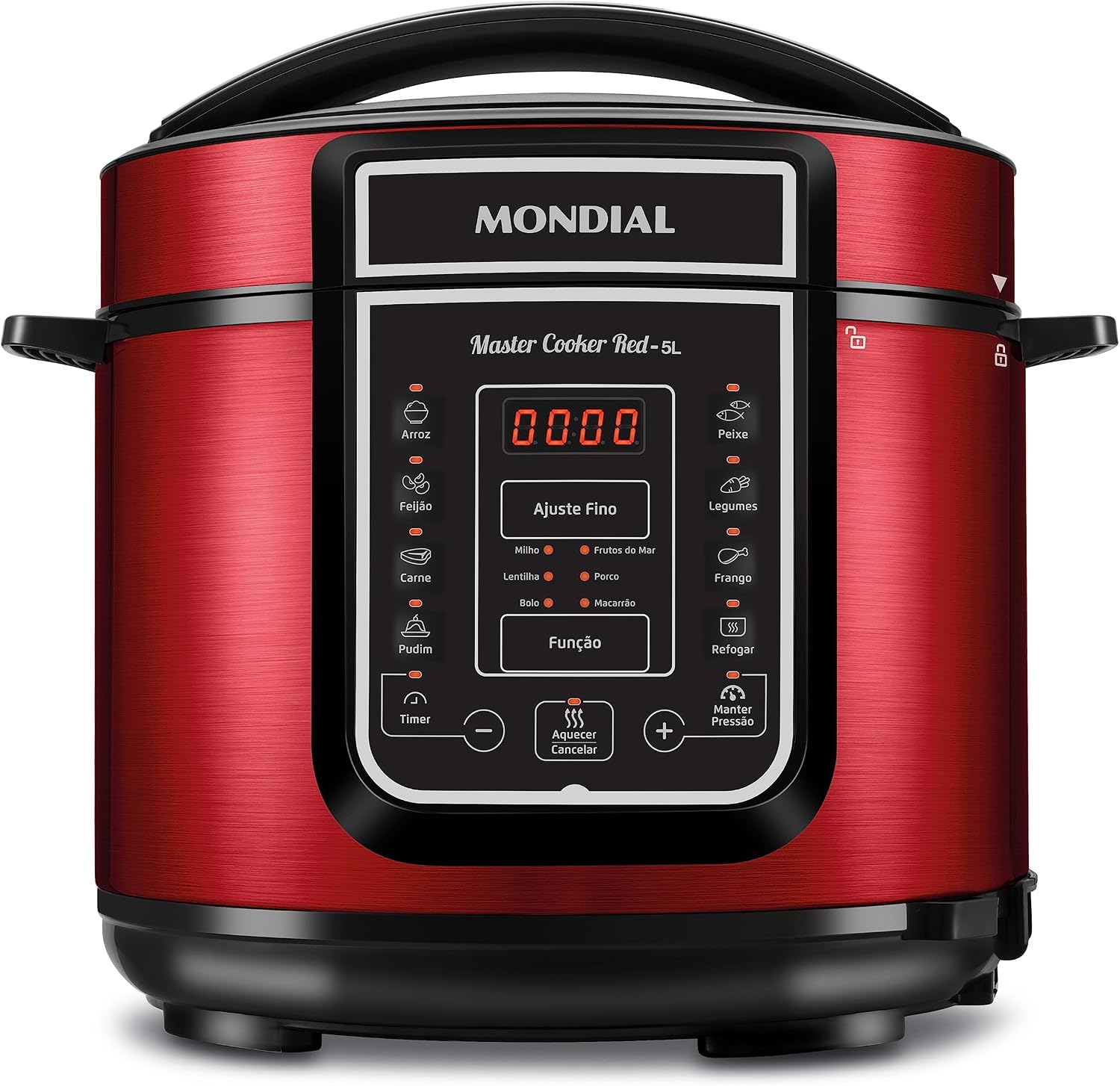 MONDIAL Panela de Pressão Elétrica Digital 5L, Vermelho/Inox, 900W, 220V - PE-39