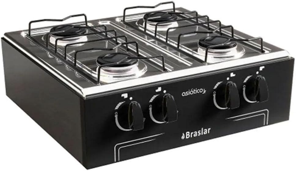 Fogão Cooktop De Mesa Portátil A Gás 4 Bocas Braslar