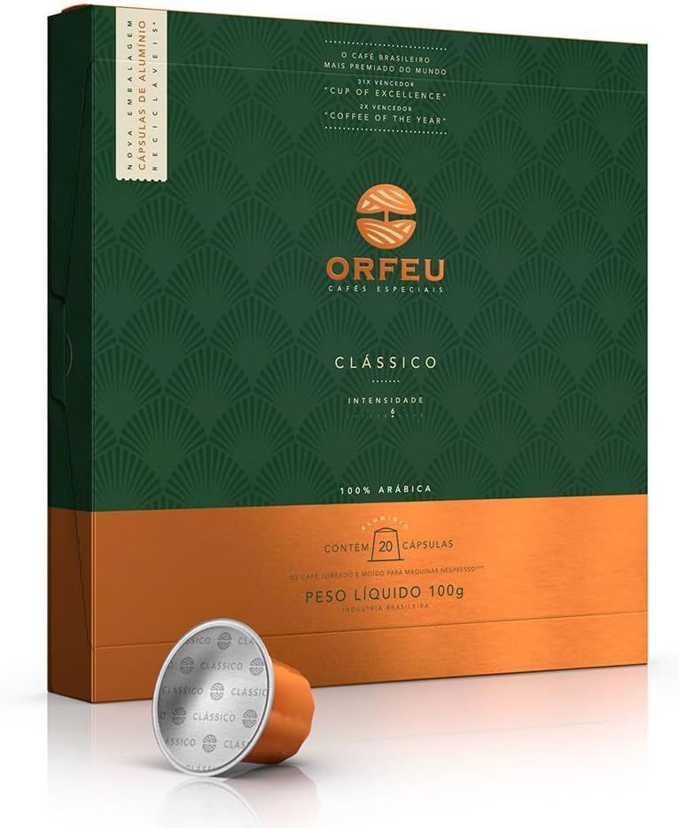 Cápsulas de Café Clássico Orfeu, Compatível com Nespresso, Contém 20 Cápsulas