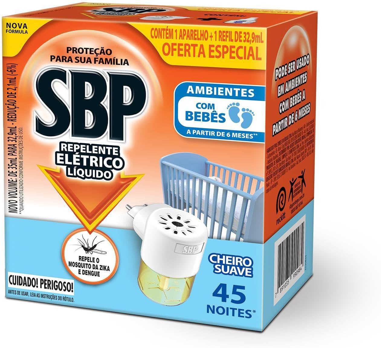 Repelente Elétrico Líquido SBP 45 Noites + Refil