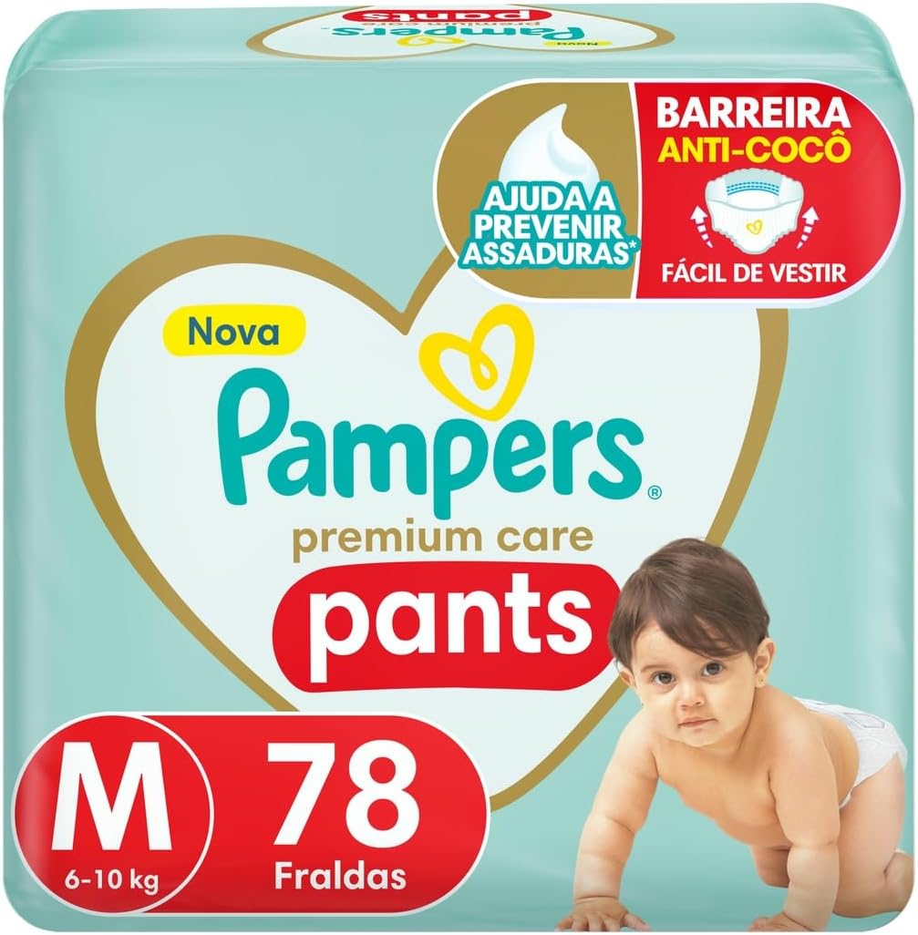 Fralda Pampers Premium Care Pants M com 78 Unidades