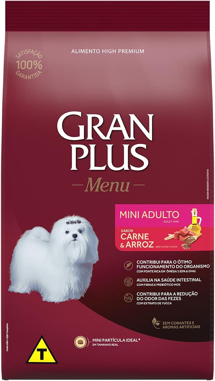 Ração Granplus Menu Cães Adultos Mini Carne E Arroz 15Kg