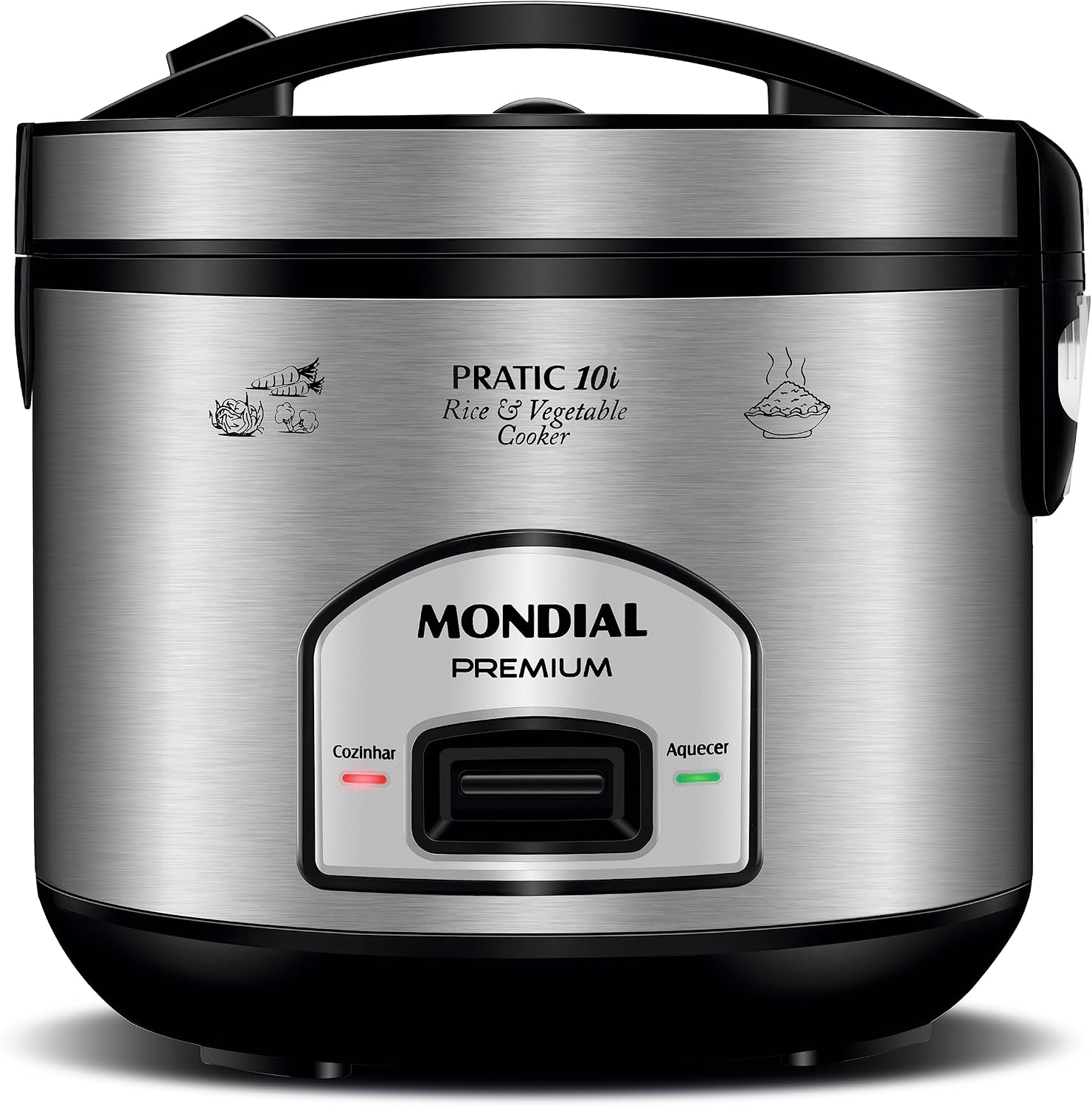 MONDIAL Panela Elétrica de Arroz, Preto/Inox, 700W, 110V - PE-42-10X
