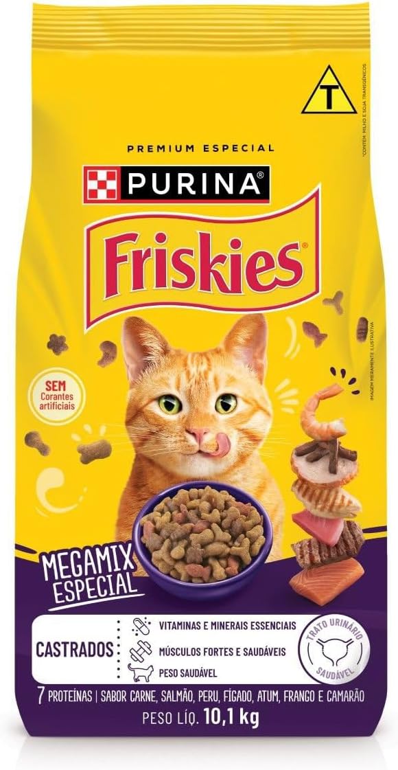 Ração seca PURINA FRISKIES Megamix para Gatos Castrados 10,1Kg