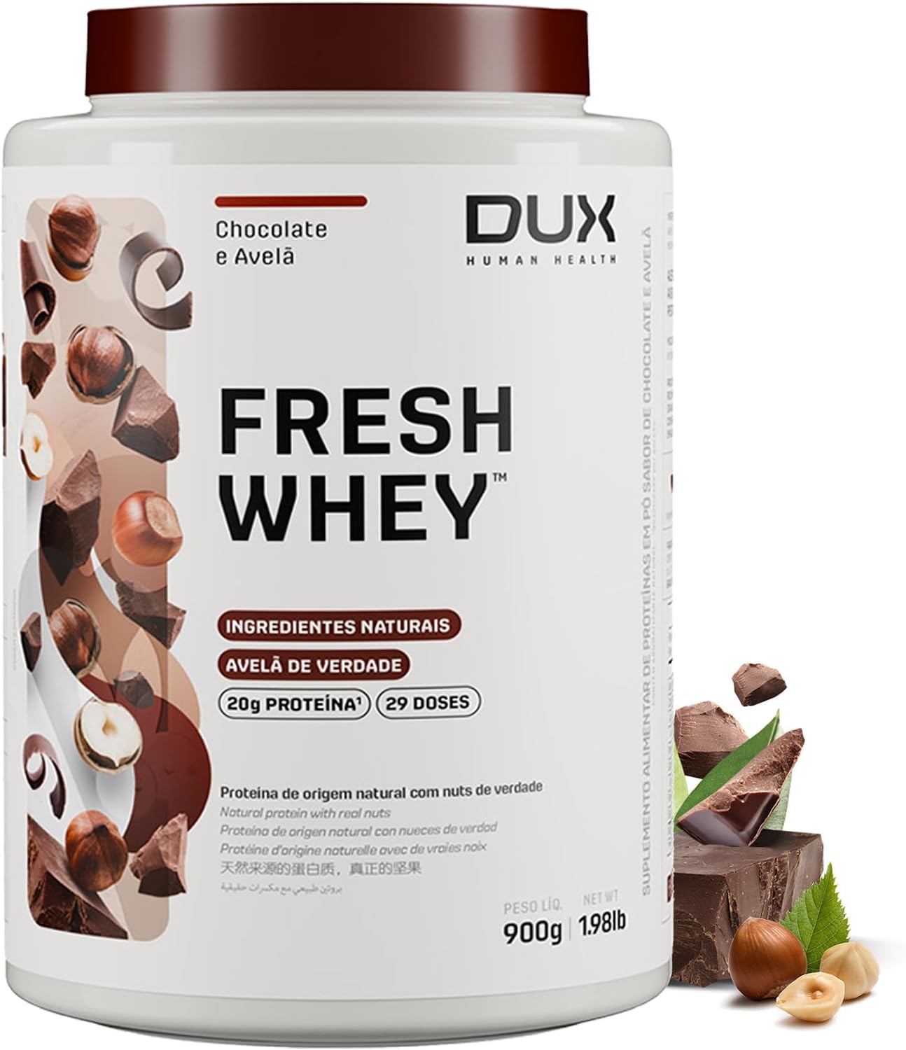 DUX HUMAN HEALTH Fresh Whey Protein 900g Chocolate e Avelã