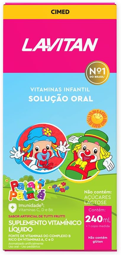 Vitamina Infantil Solução Oral Tutti Frutti, Rosa, Lavitan 240ml