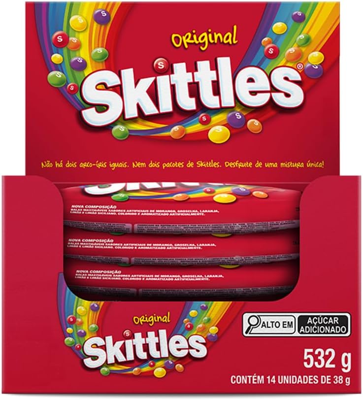 Bala Skittles Original - Case com 14 unidades de 38g