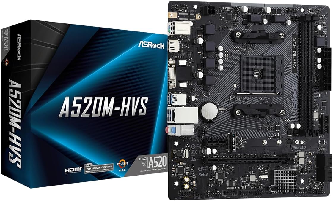 Placa-mãe ASRock AMD A520 Socket AM4 Micro ATX DDR4-SDRAM