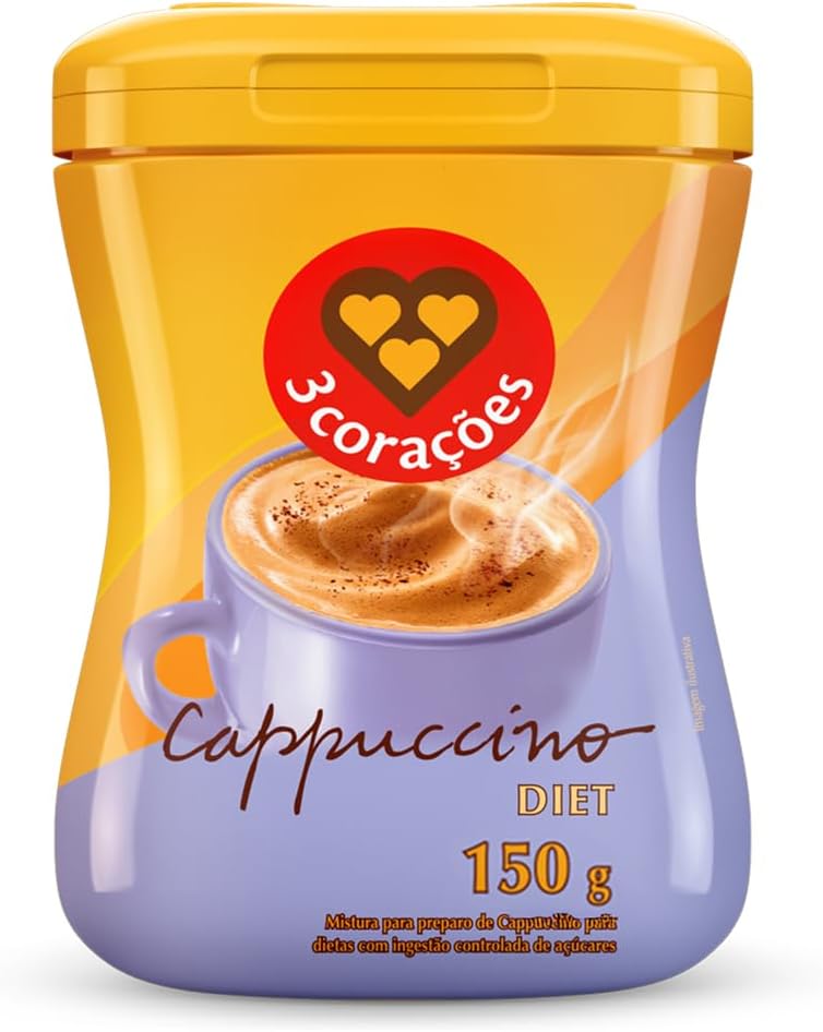 3 Corações Cappuccino Diet, 150g, Pó