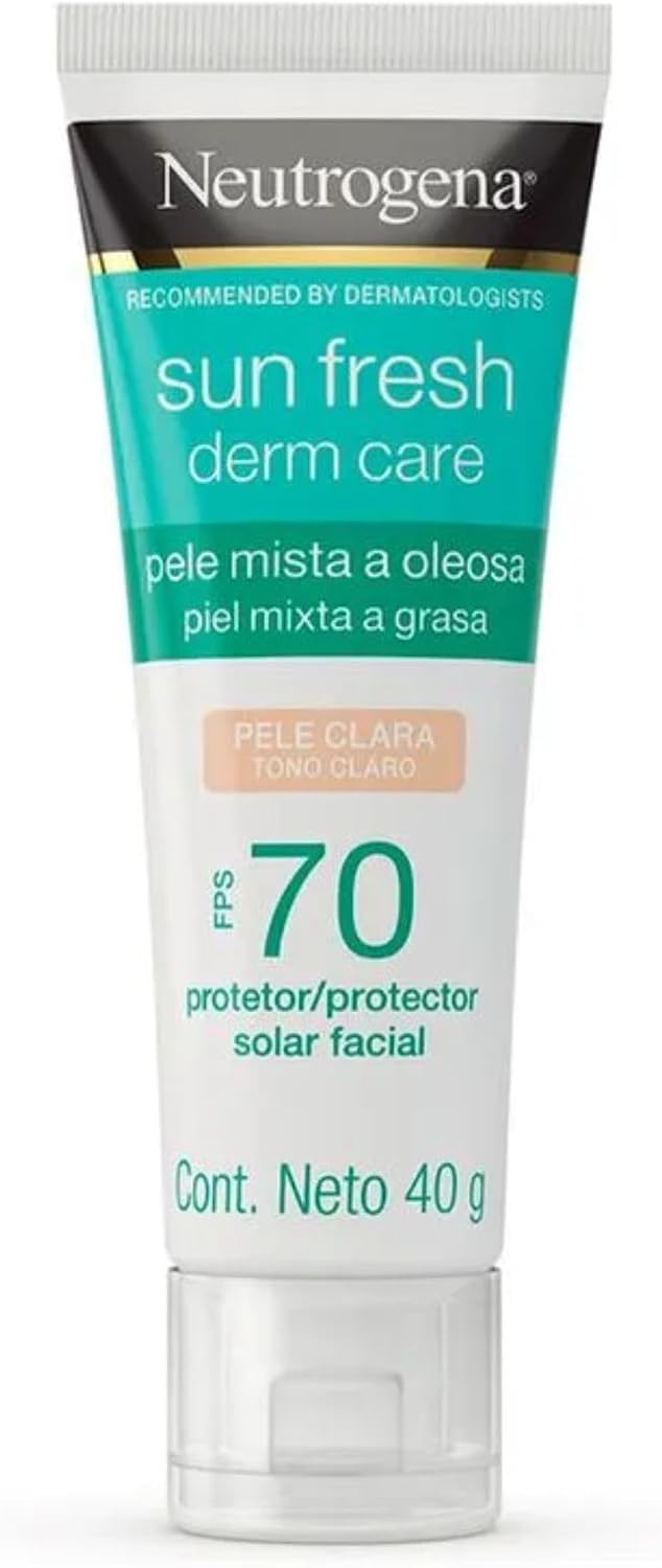 Protetor Solar Facial Para Pele Oleosa Neutrogena Sun Fresh Derm Care Pele Clara FPS 70, 4