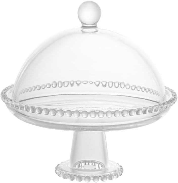 Prato de Cristal com Pé e Tampa WOLFF Linha Pearl | 20cm x 18cm