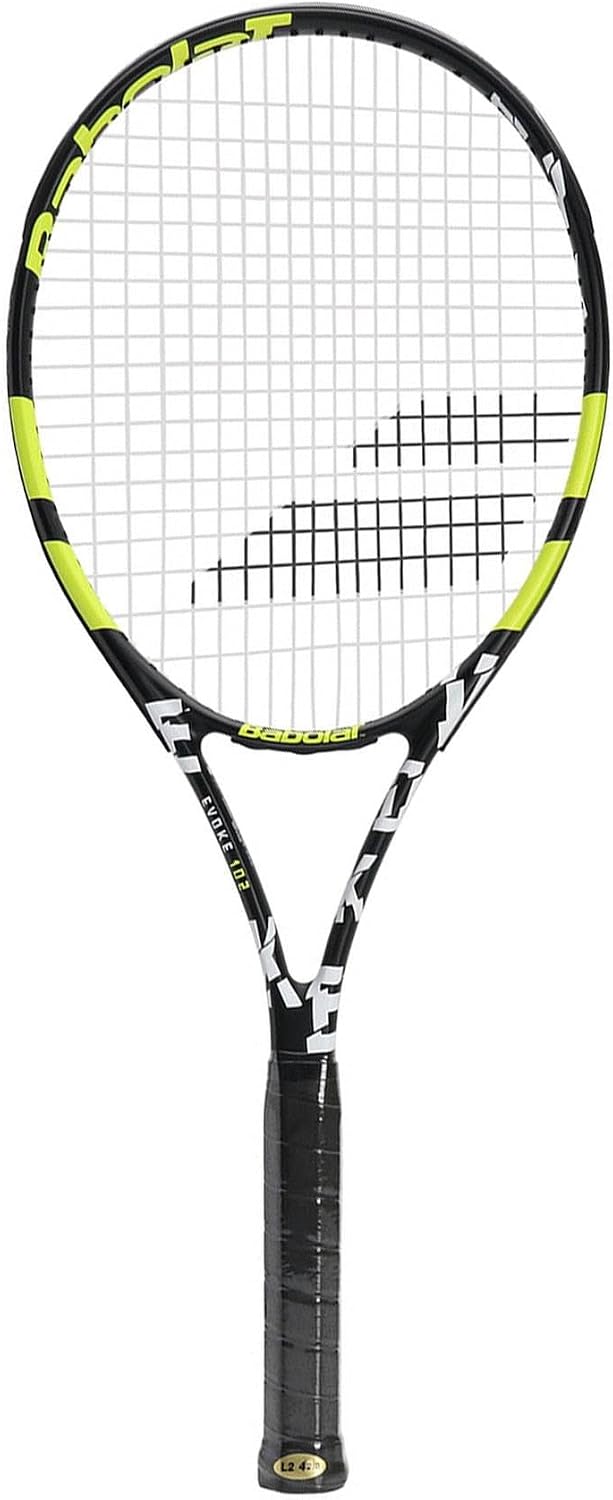 Raquete de Tênis Babolat Evoke 102 Preta/Branca/Amarela - Encordoada