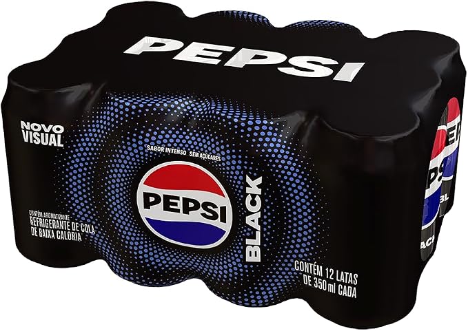 Refrigerante Zero Pepsi, Black, Lata 350ml, Pack com 12 unidades