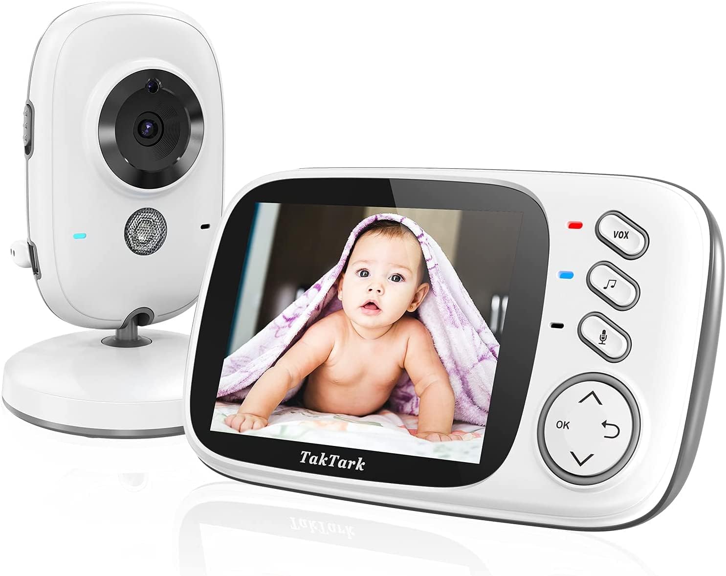 Babá Eletrônica, TakTark Câmera para Bebês com Tela de 3.2", Visão Noturna Infravermelha, 