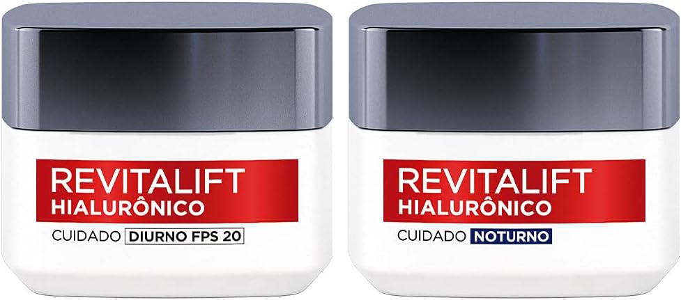 Kit Hidratante Facial L'Oréal Paris Revitalift Hialurônico Diurno FPS 20 + Noturno, Tratam