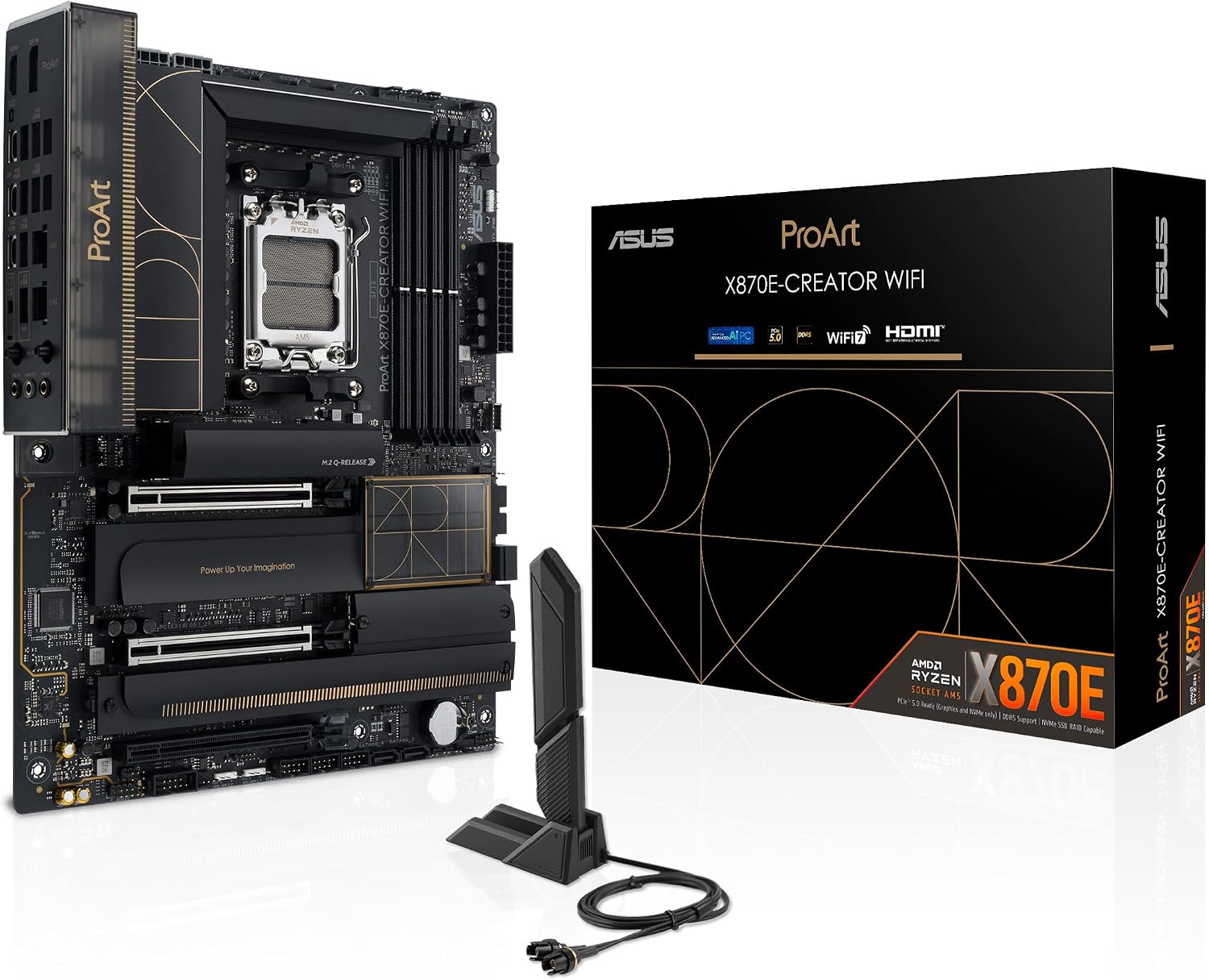 ASUS ProArt X870E-CREATOR WiFi, placa-mãe AMD X870E ATX, slots PCIe 5.0 x16 com suporte to