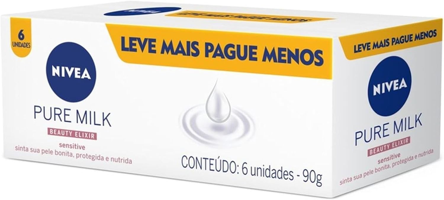NIVEA Sabonete em Barra Pure Milk Sensitive Promo 6 un. 90g