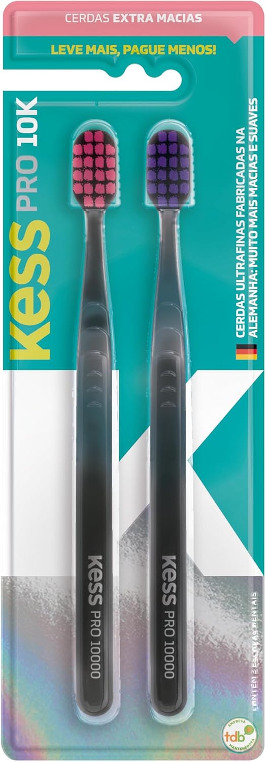 KESS Pack Com 2 Escovas Dentais Pro 10K Extra Macias