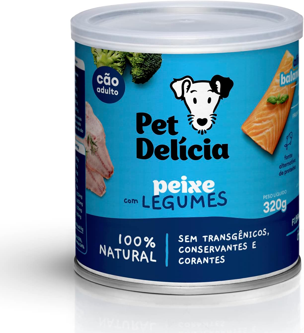Pet Delícia Ração Úmida Natural Peixe com Legumes Proteína Alternativa 320g cães
