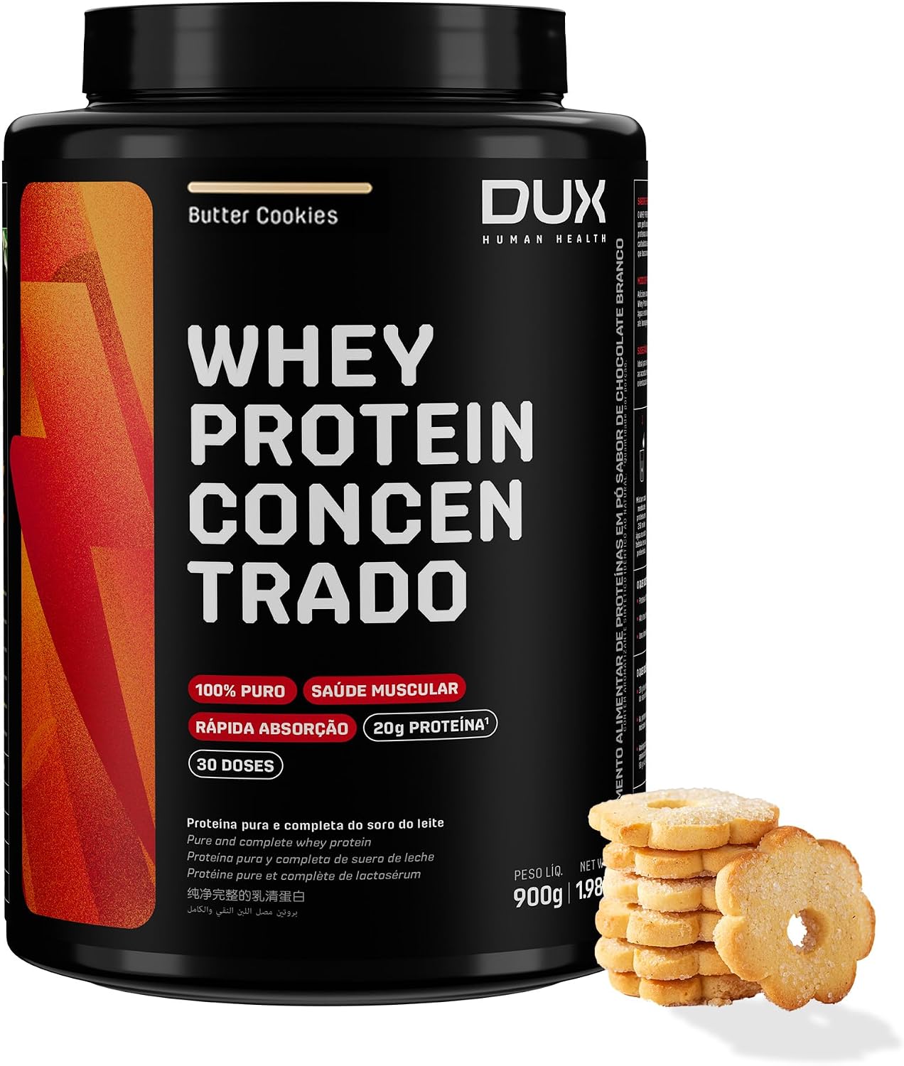 DUX HUMAN HEALTH Whey Protein Concentrado 900g Butter Cookies