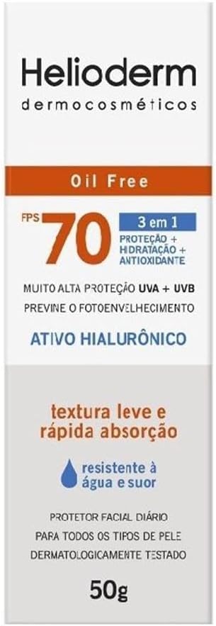 Protetor Facial Diário Helioderm Oil Free FPS 70 Sem Cor 50g