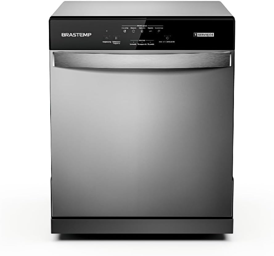 Brastemp Lava-Louças de Piso BLF08BS Cinza 60x56x66 cm 8 Serviços