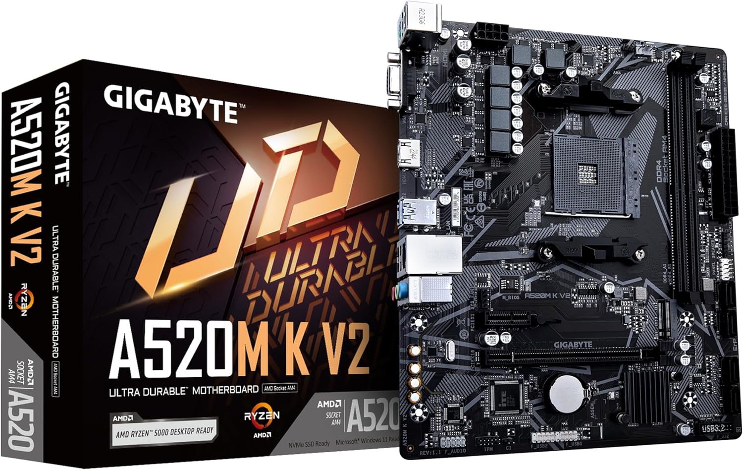 🔥 Placa Mãe Gigabyte A520M K V2 (AM4/2xDDR4/HDMI/D-Sub/M.2/USB 3.2)