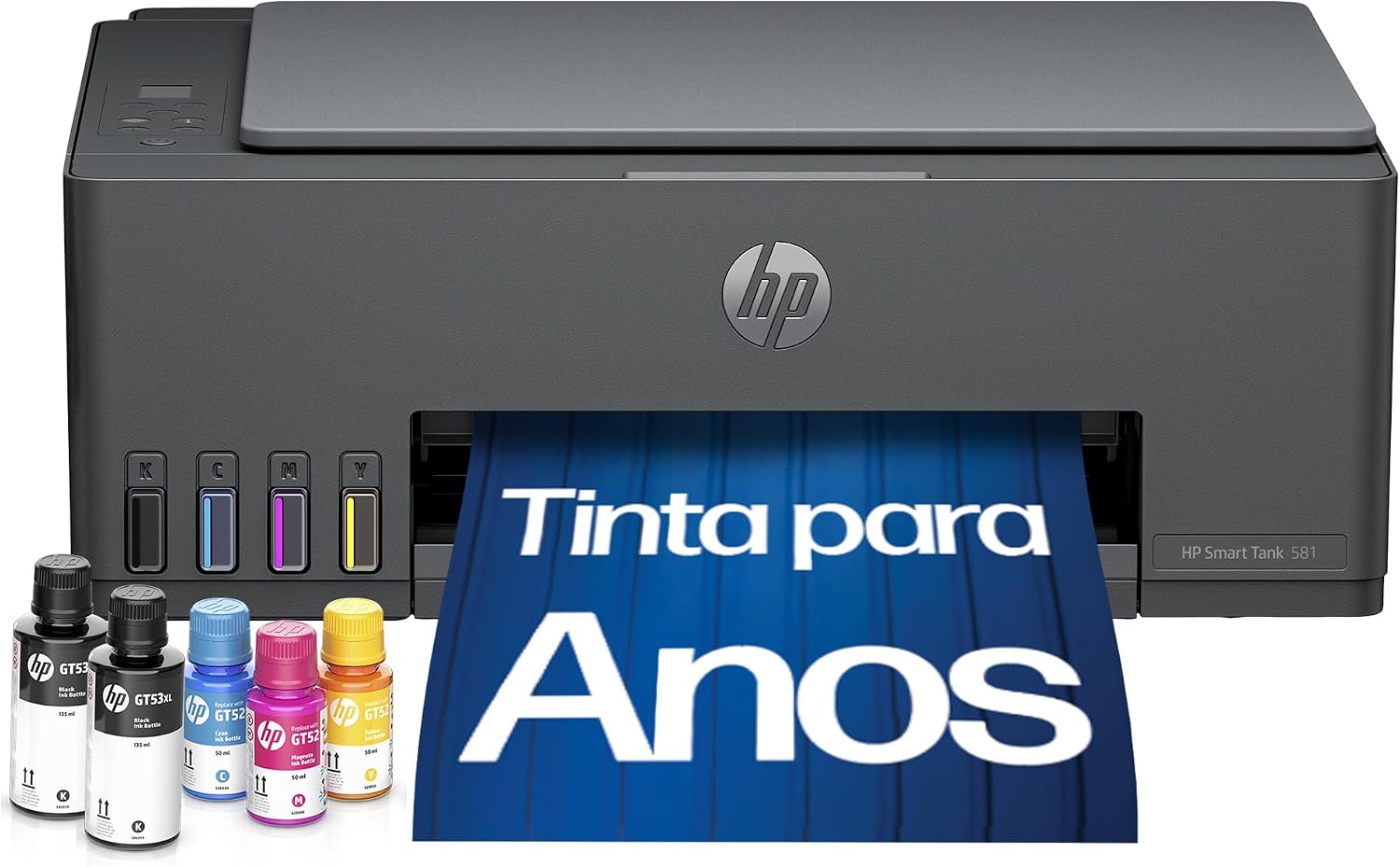 Impressora Multifuncional HP Smart Tank 581 Tanque de Tinta Colorida Wi-Fi, USB