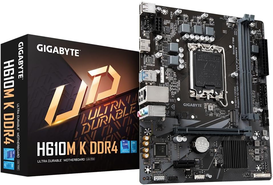 Gigabyte H610M K DDR4 Placa-Mãe Micro-ATX, Socket LGA 1700, DDR4, para Intel Core 12ª/13ª/