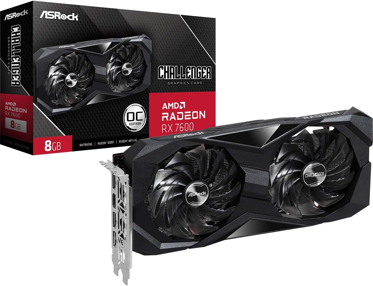 🔥 Placa de Vídeo ASRock Radeon RX 7600 Challenger OC, 8GB, GDDR6, 128-Bit, FSR, Ray Traci