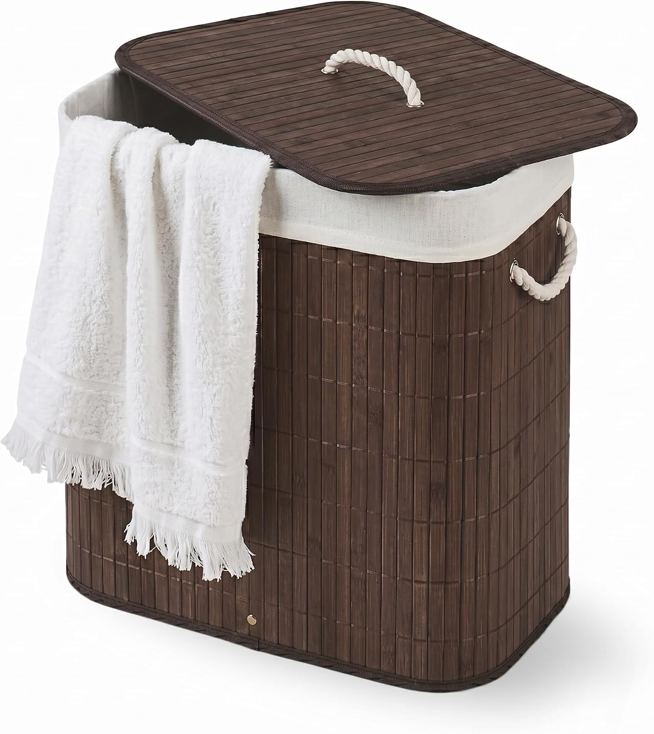 Cesto De Roupa Suja com Alças Em Bambu Com Tampa (4 opções)