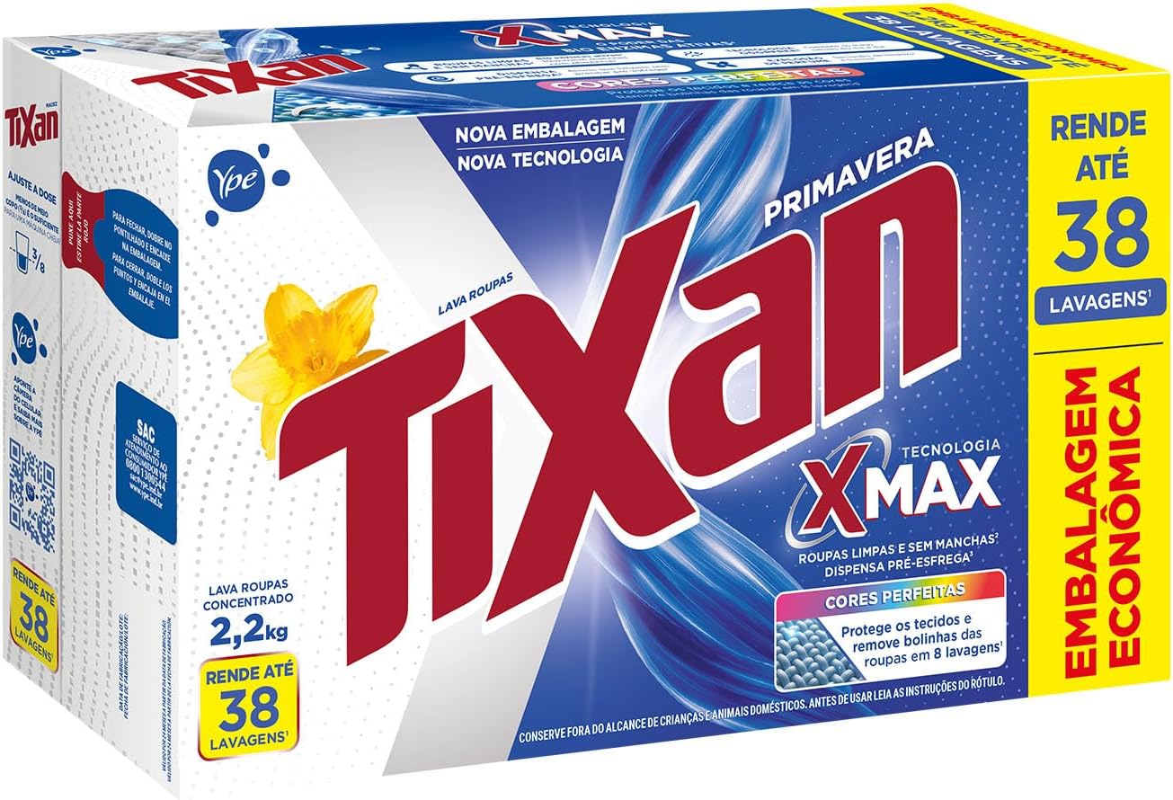 Lava-Roupas Pó Concentrado Primavera Tixan Caixa 2200 G