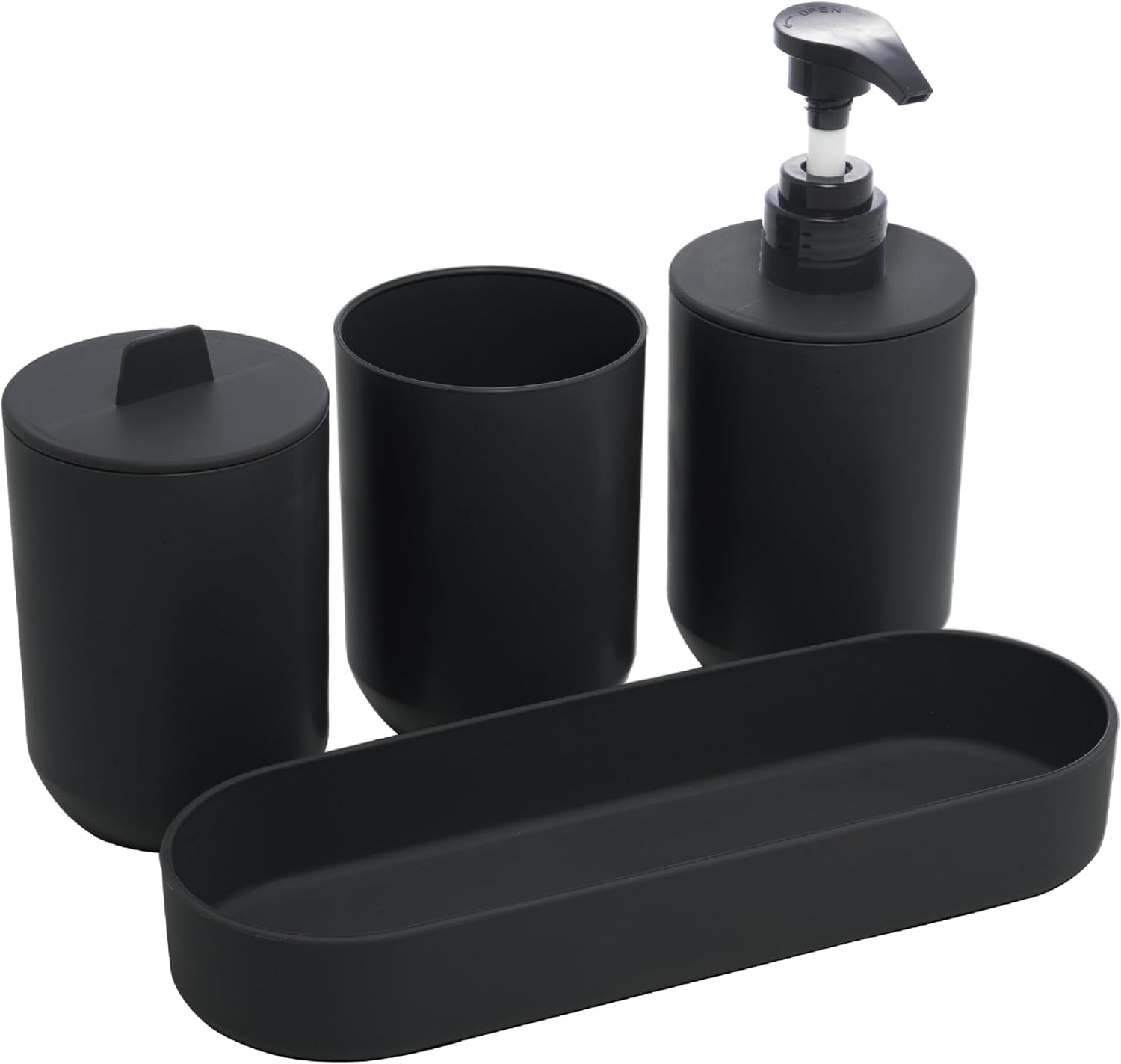 LYOR - Conjunto 4 Peças de Bambu e PP para Banheiro Preto