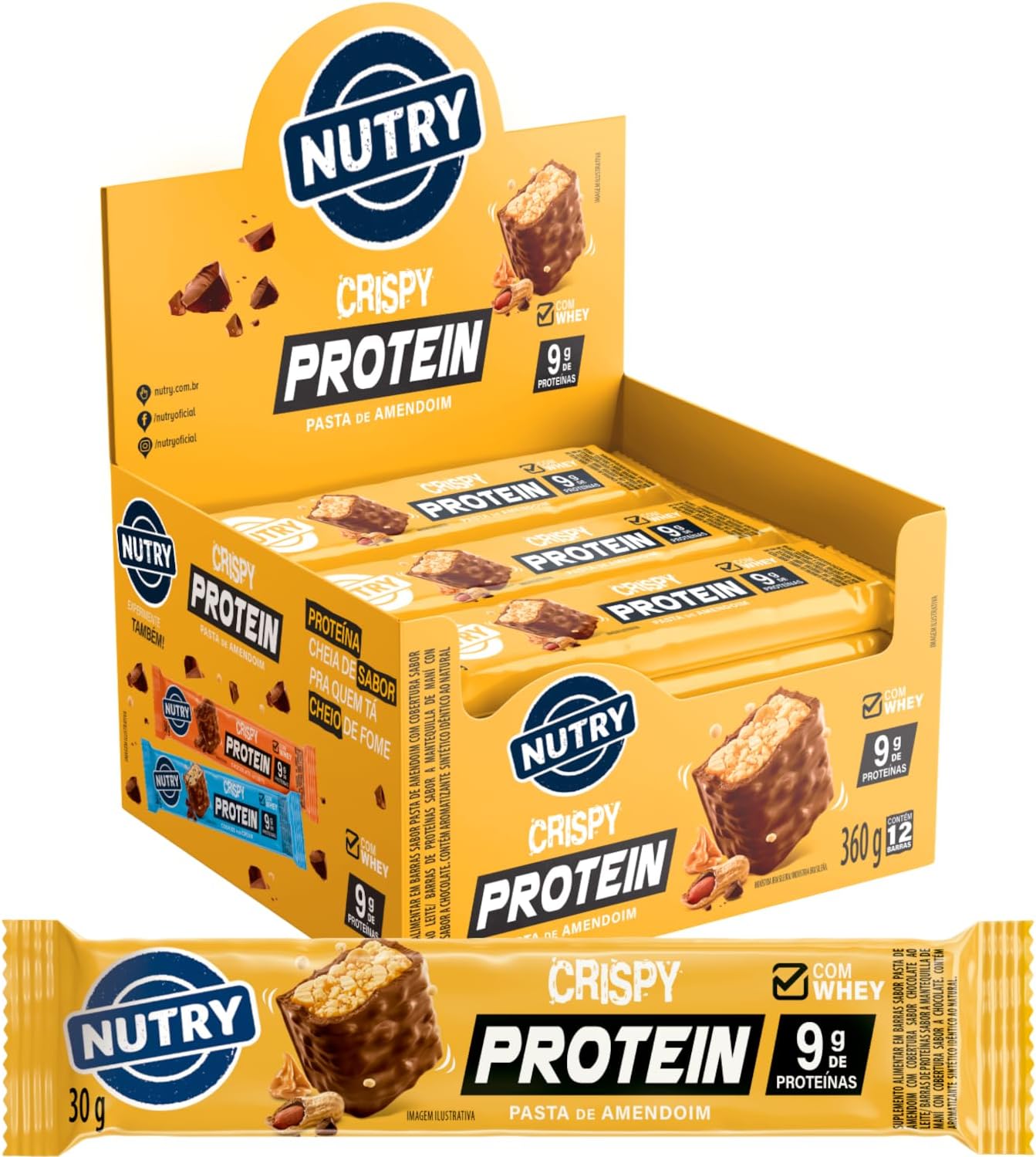 Nutry Barra de Proteínas Crispy Pasta de Amendoim 30g