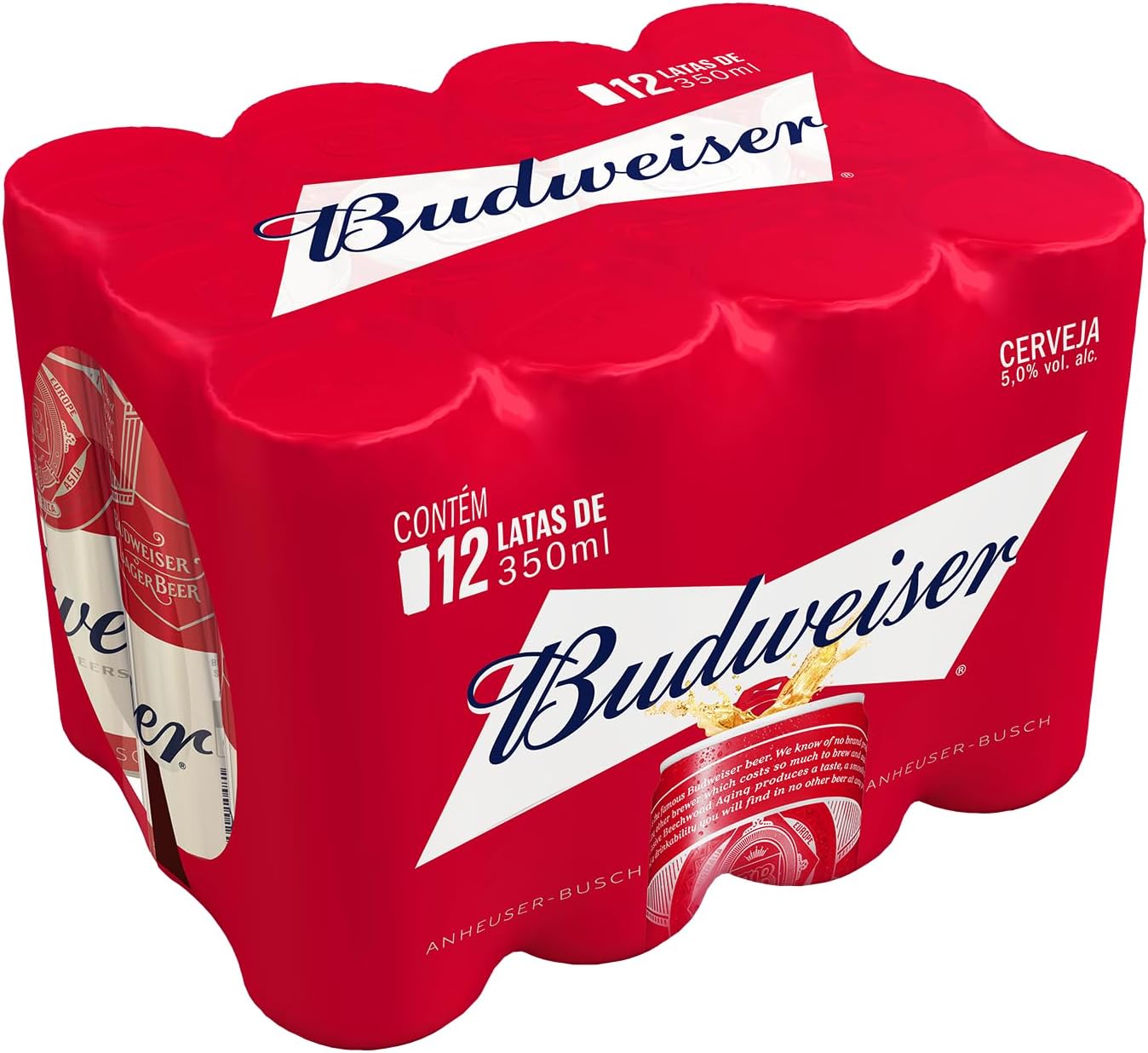 Cerveja Budweiser, American Lager, Lata Sleek 350ml, Pack com 12 unidades