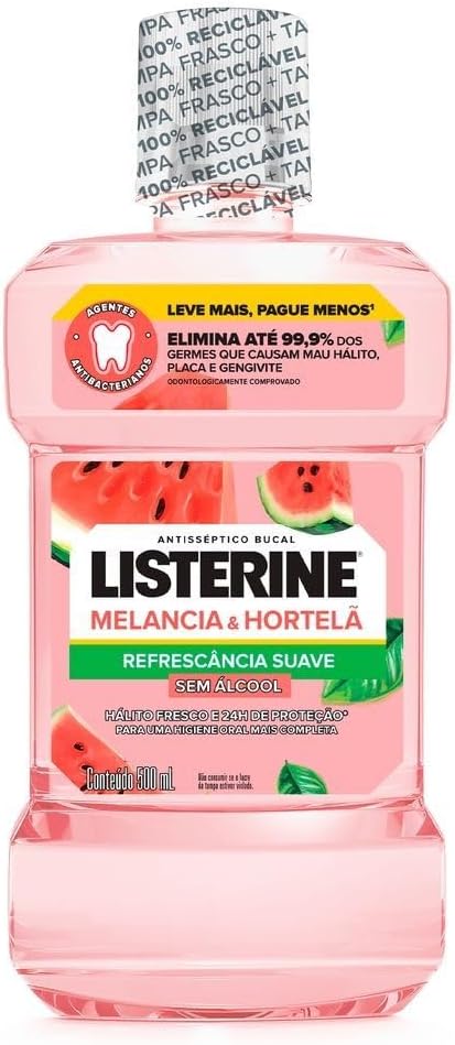 LISTERINE Melancia & Hortelã Enxaguante Bucal Sem Álcool 500ml
