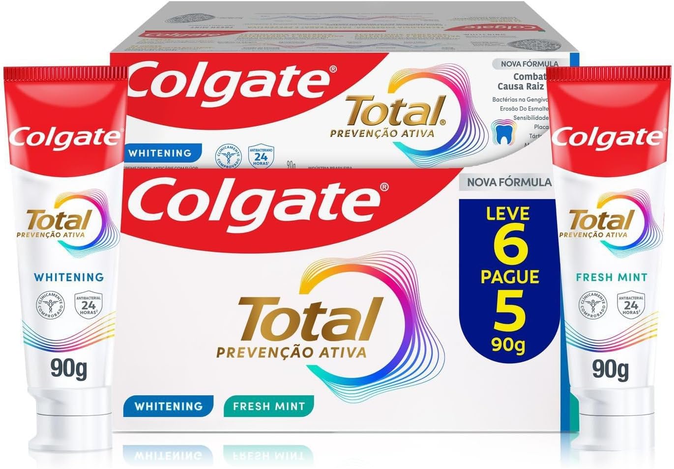 6 Un. Colgate Creme Dental Whitening & Advanced Fresh 90G