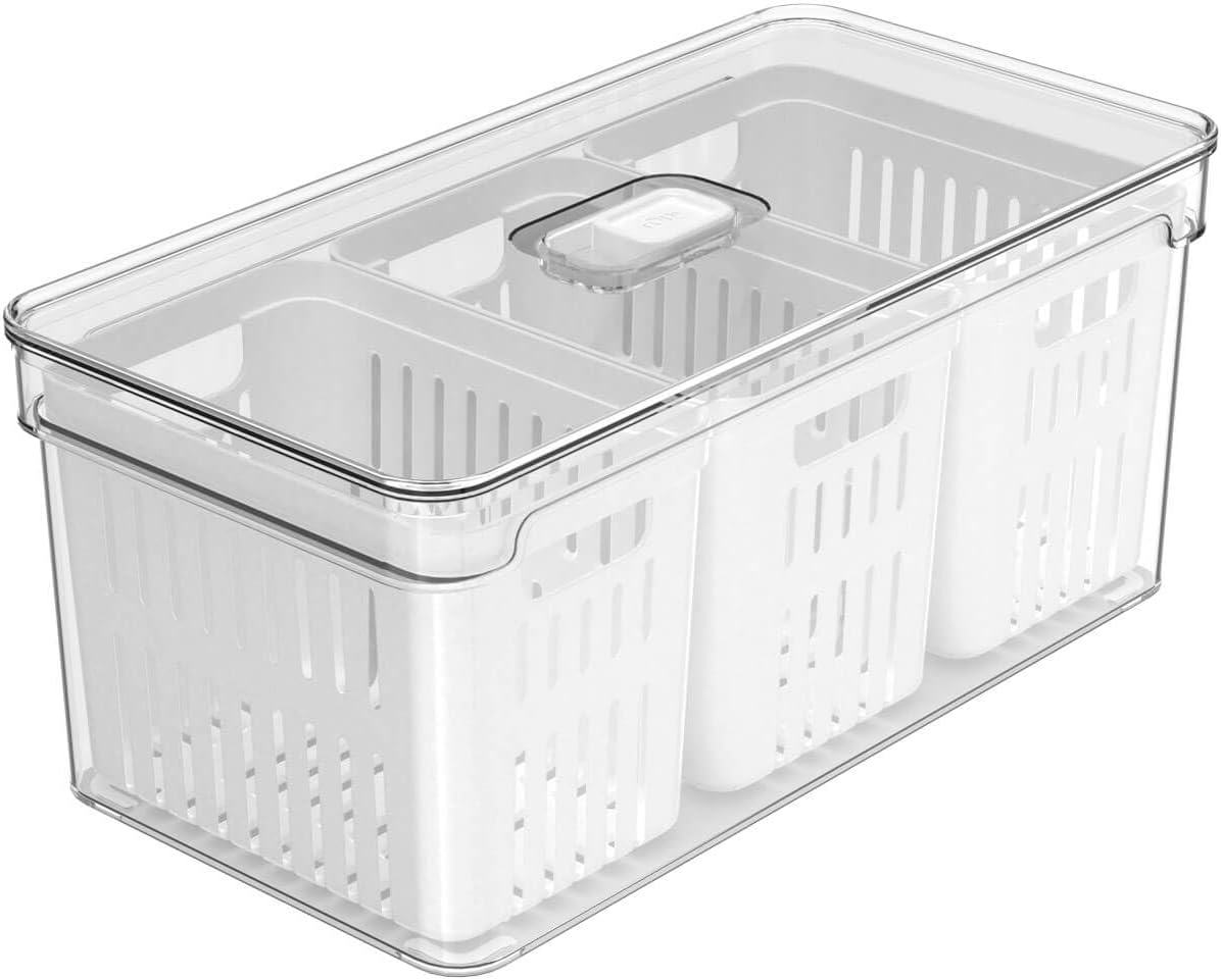 Organizador de Geladeira com Cesto Triplo 5L Linha Clear Fresh