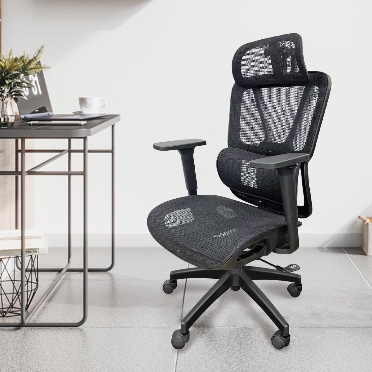 Cadeira de Escritório Ergonômica Python Fly em Malha - Lombar Integrada Fixa, Suporta até 